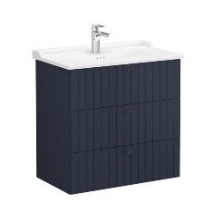 Vitra Root Groove 69511 Lavabo Dolabı, Üç Çekmeceli, 80 Cm, Mat Lacivert, Klasik Lavabolu